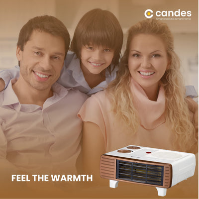Candes BlowHot All in One Silent Blower Fan Room Heater (ABS Body, White, Brown) 2000 Watts