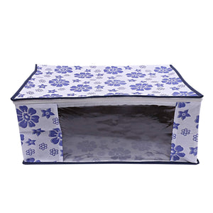 Kuber Industries Metalic & Flower Printed 8 Piece Non Woven Fabric Saree Cover Set with Transparent Window, Extra Large, Pink & Blue & Ivory Red & Golden Brown -CTKTC040935