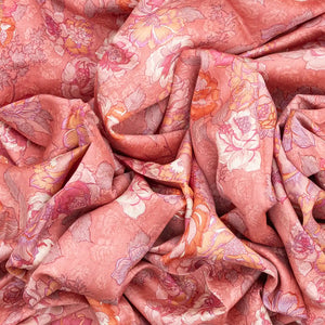 Baby Pink Woven Chiniya Silk Saree Digital Printed With Floral Motifs