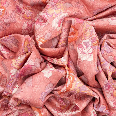 Baby Pink Woven Chiniya Silk Saree Digital Printed With Floral Motifs