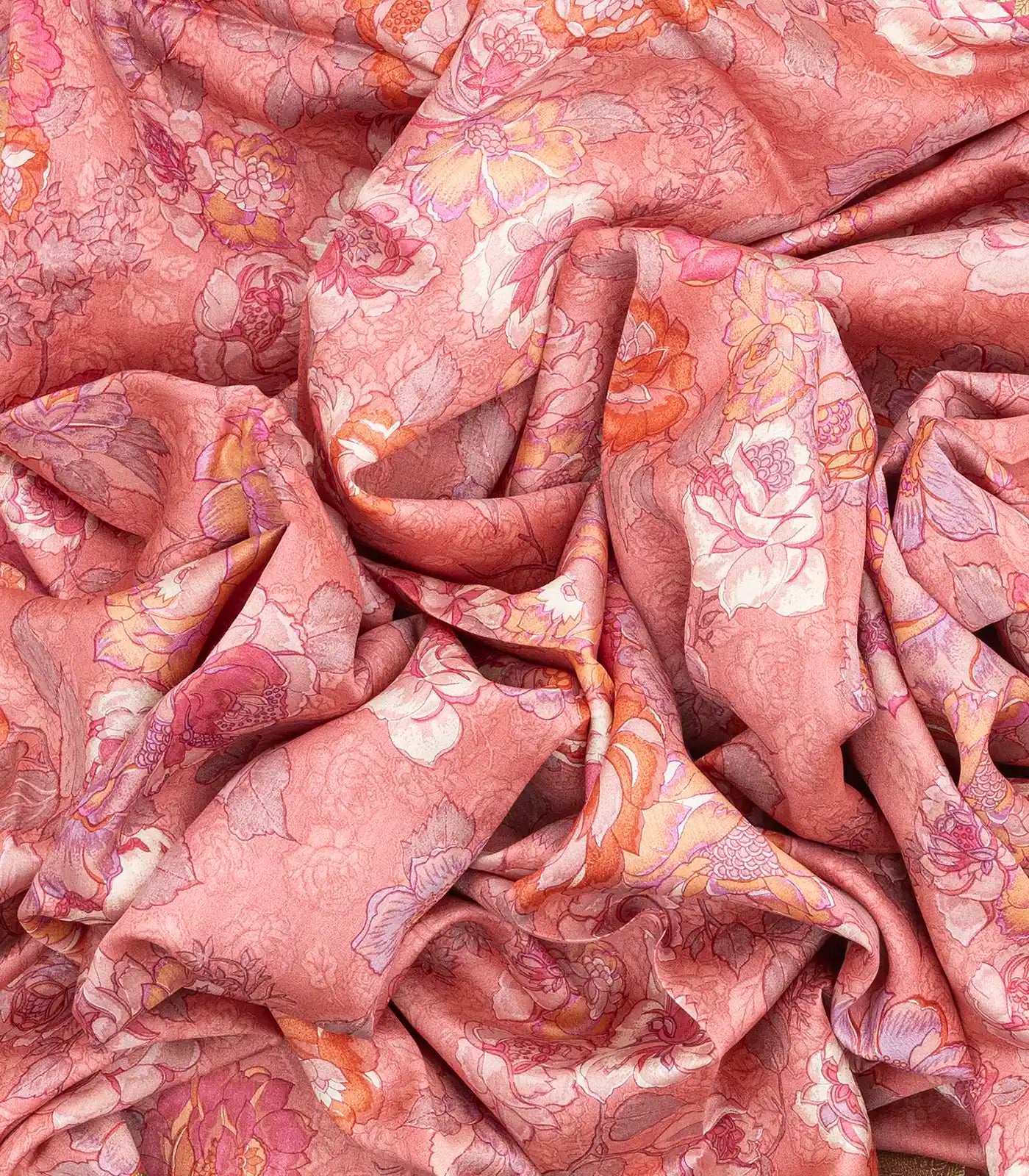 Baby Pink Woven Chiniya Silk Saree Digital Printed With Floral Motifs