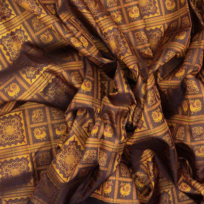 Burgundy Handloom Kanchipuram Silk Saree With Bomkai Motifs