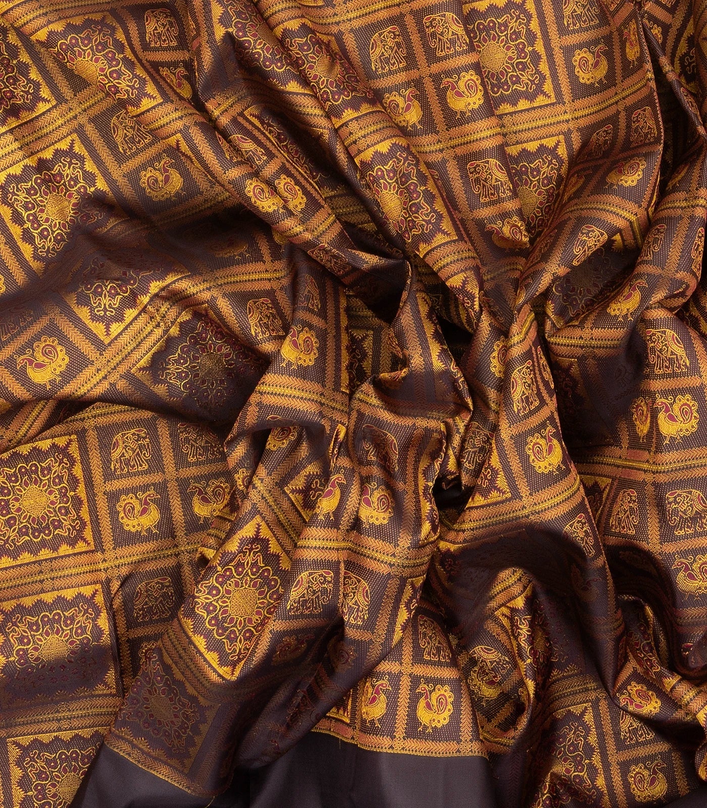 Burgundy Handloom Kanchipuram Silk Saree With Bomkai Motifs