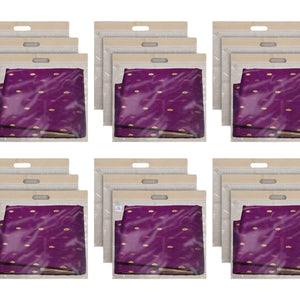Heart Home Non-Woven Single Saree Covers With Transparent Window With Handle Pack of 18 (Brown)