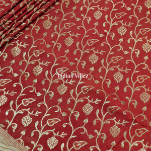 Red-Copper Kadwa Jaal Handloom Banarasi Saree