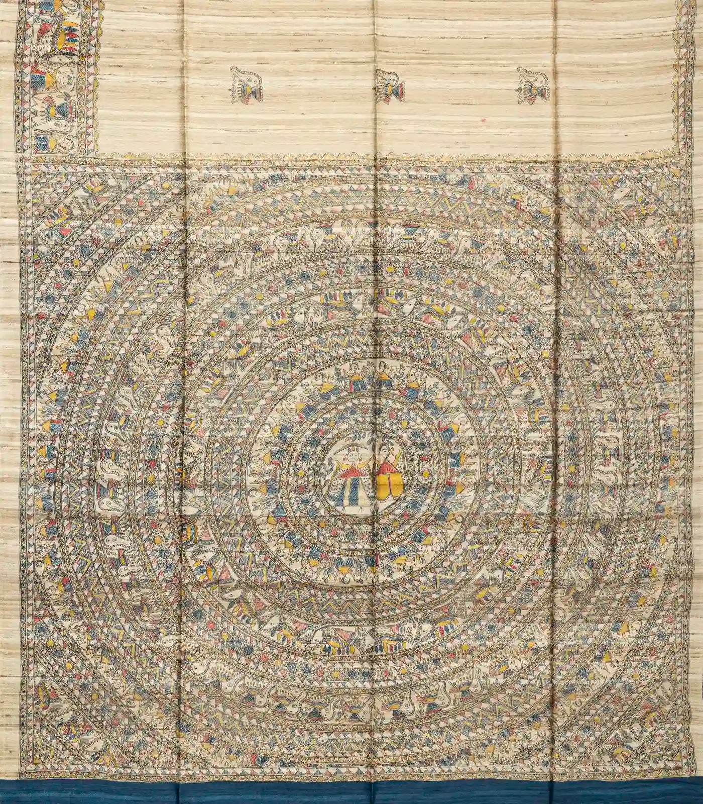 Taupe Handloom Tussar Silk Saree With Printed Floral Motifs