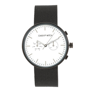Joker & Witch Miami White Dial Black Stainless Steel Mesh Analogue Watch for Men