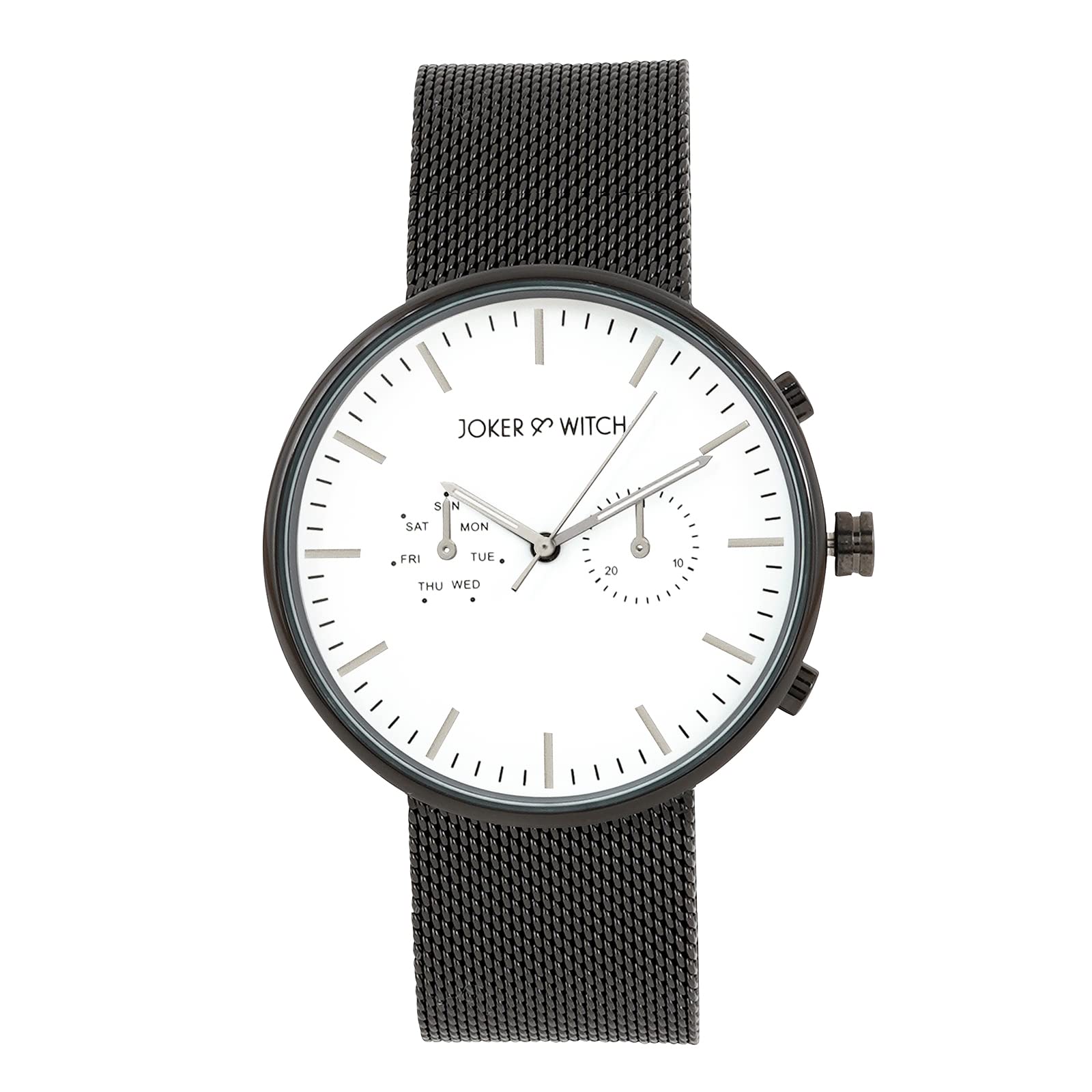 Joker & Witch Miami White Dial Black Stainless Steel Mesh Analogue Watch for Men
