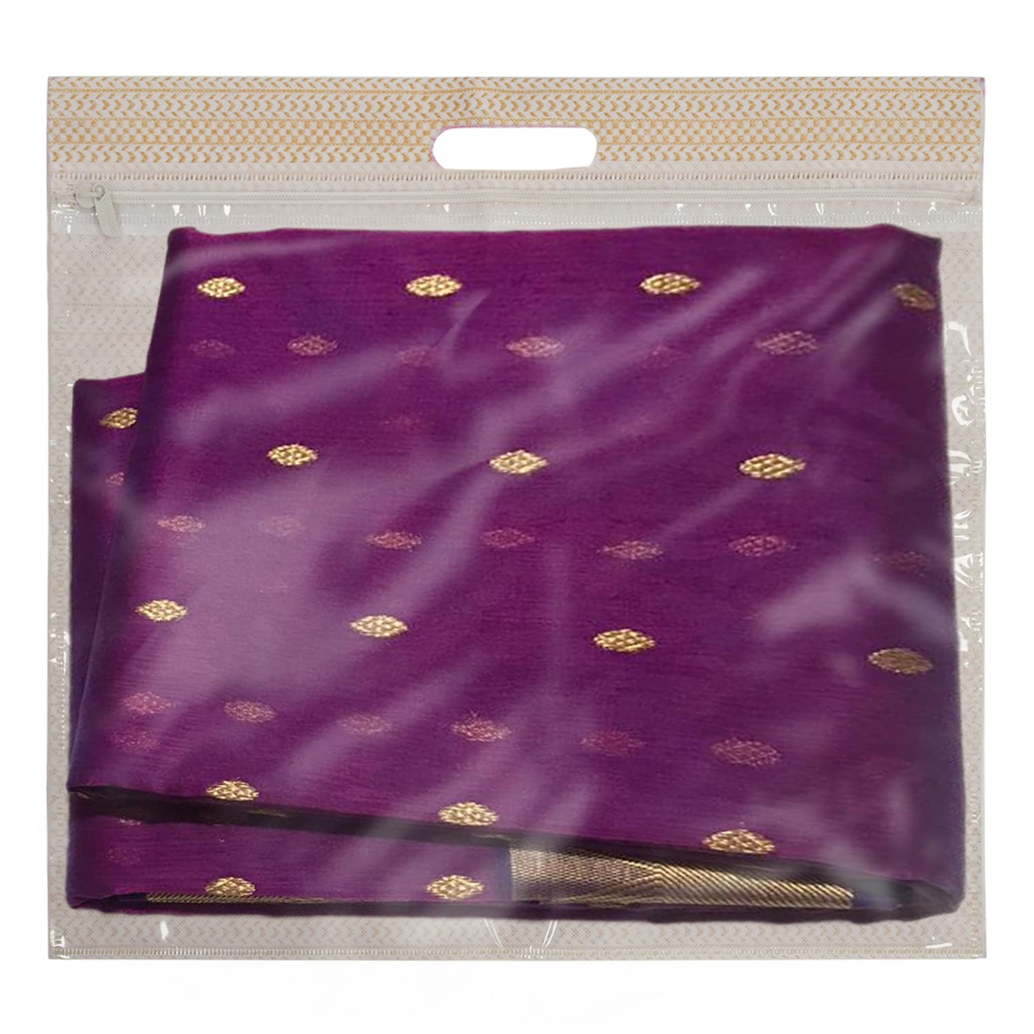 Heart Home Non-Woven Single Saree Covers With Transparent Window With Handle Pack of 18 (Brown)