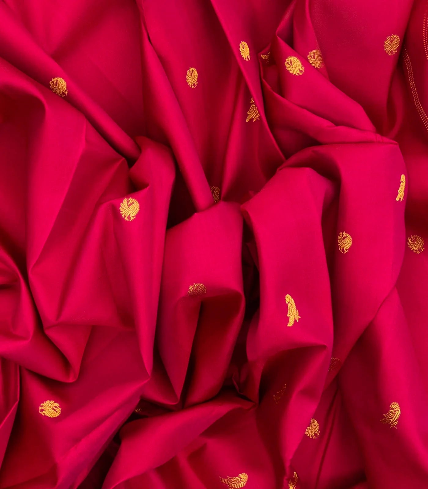 Pink Handloom Kanchipuram Silk Saree With Annam & Kili Buttas