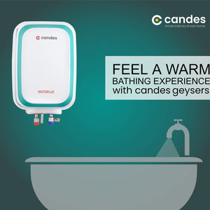 Candes 10 Litre InstoPlus Automatic Storage ISI Approved Vertical Electric Water Heater (Geyser) 5 Star Rated with Installation Kit & Special Anti Rust Body, (White) 2KW