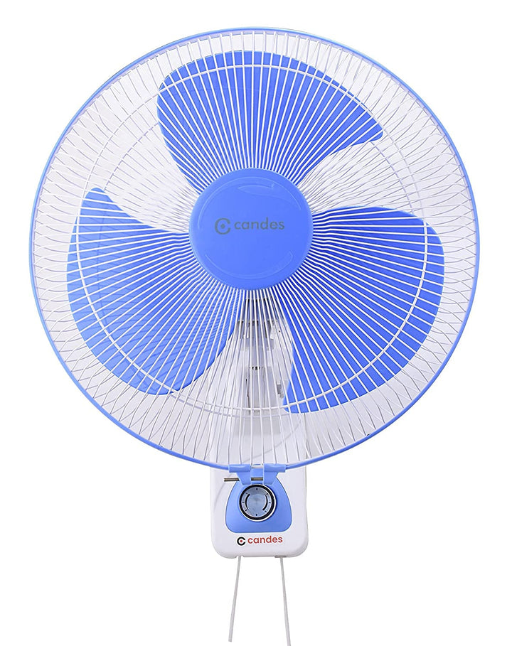 Candes Aura 3 Blade Automatic Oscillation Wall Fan With 2 Year Warranty (White Blue, 300mm)