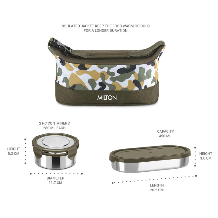 Camo Delight Stainless Steel Tiffin with Insulated Jacket (Milton)