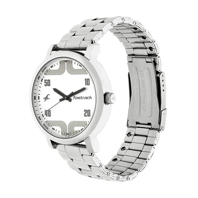 Bold White Dial Anolog & Stainless Steel Strap