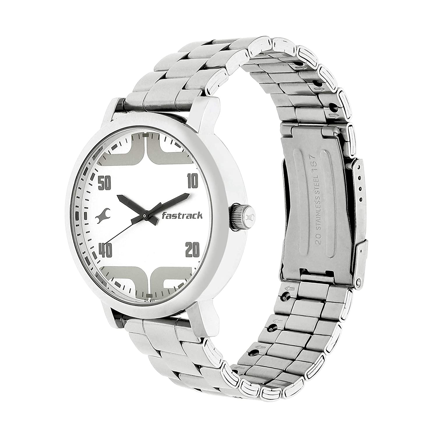 Bold White Dial Anolog & Stainless Steel Strap