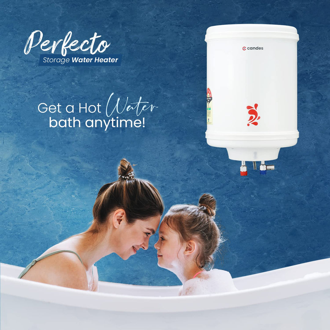 Candes Geyser 25 Litre | 1 Year Warranty | Water Heater for Home, Water Geyser, Water Heater, Electric Geyser, 5 Star Rated Automatic Storage Vertical Water Heater, 2000W - Perfecto (Ivory)