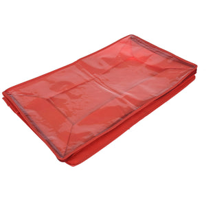 Kuber Industries Transparent Underbed Storage Cover/Lehenga Cover/Saree Cover/Gown Cover/Salwar Suit Cover For Women-Pack of 12 (Red)