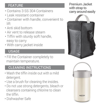 Glamour Thermosteel Stainless Steel Tiffin Box (Milton)