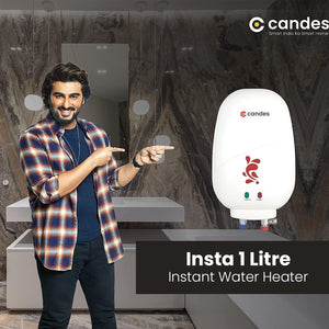 Candes Geyser 1 Litre | 2 Years Warranty | Water Heater For Home, Water Heater, Instant Geyser, Instant Water Heater, Water Geyser, Heater For Water Heating, Electric Geyser, 3000 W - Insta (Ivory)