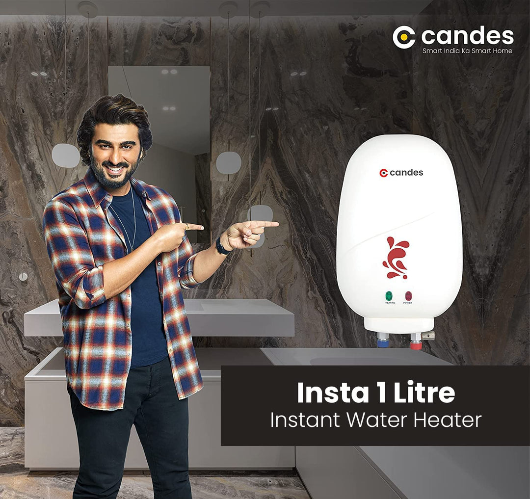 Candes Geyser 1 Litre | 2 Years Warranty | Water Heater For Home, Water Heater, Instant Geyser, Instant Water Heater, Water Geyser, Heater For Water Heating, Electric Geyser, 3000 W - Insta (Ivory)