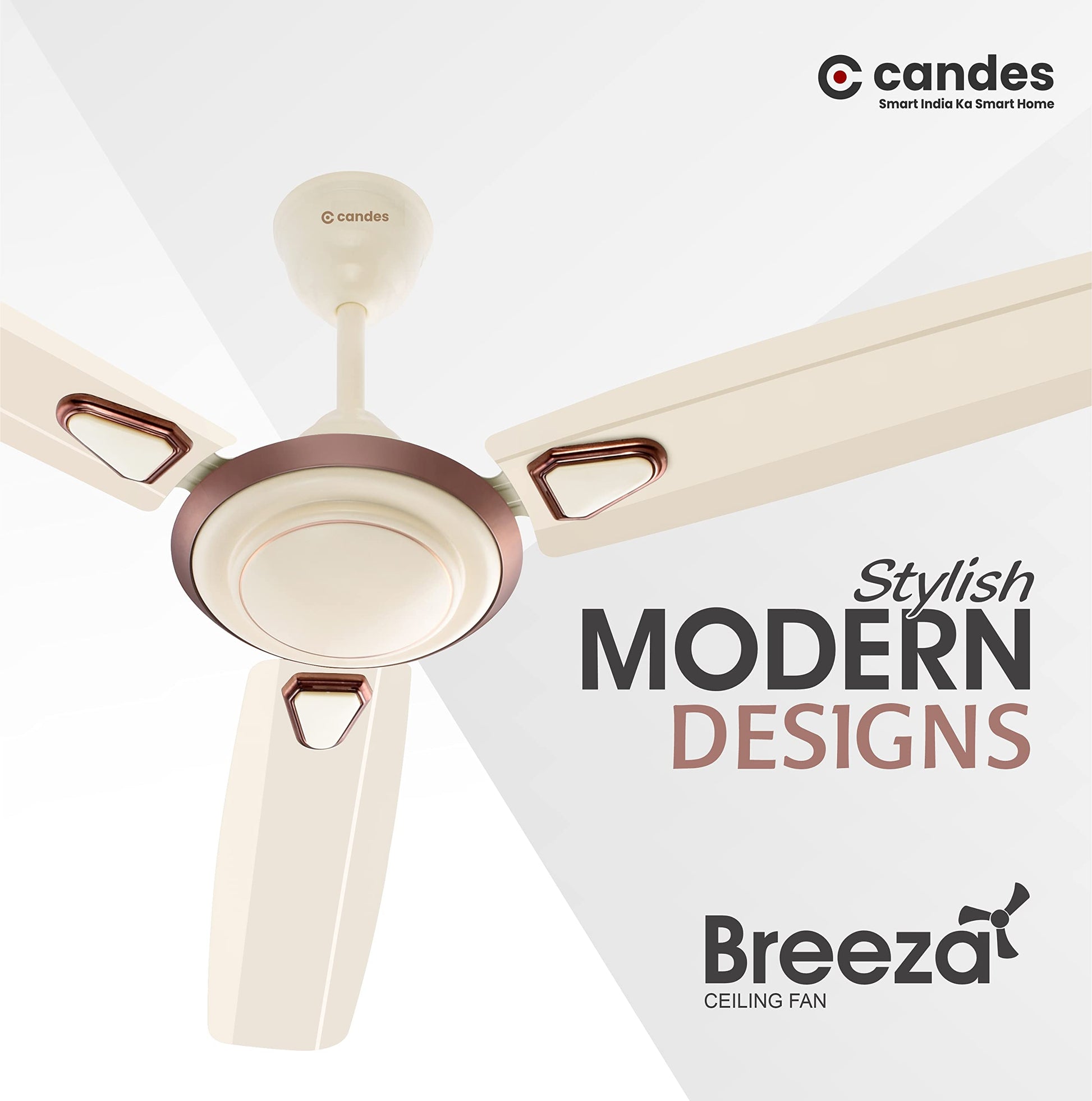 Candes Breeza 1200mm/48 inch High Speed Anti dust Decorative 5 Star Rated Ceiling Fan 400 RPM with 3 Years Warranty (Pack of 1,Coffee Brown) (Ivory, Pack of 2)