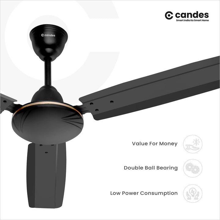 Candes Brisk High Speed 1200 mm /48 inch 100% Matt Finish Ceiling Fan 405-RPM with 2 Years warranty (Pack of 1,Coffee Brown)