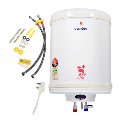 Candes 35 Litre Automatic Storage ISI Approved Vertical Electric Water Heater (Geyser) 5 Star Rated with Installation Kit & Special Anti Rust Body, (Ivory) (2000 W)
