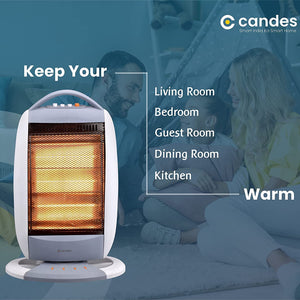 Candes New Infra Halogen Room Heater (White, Grey, 1200 watts) 3 Rod