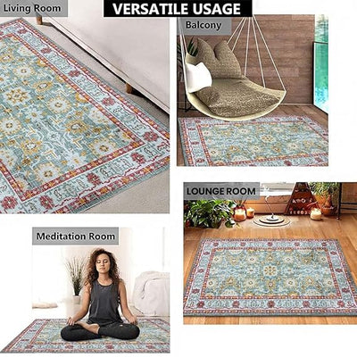 Digital Printed Premium Chenille Floor Carpet Mat, Super Soft Rug with Anti-Skid Backing, Modern Distressed Design - ACR002
