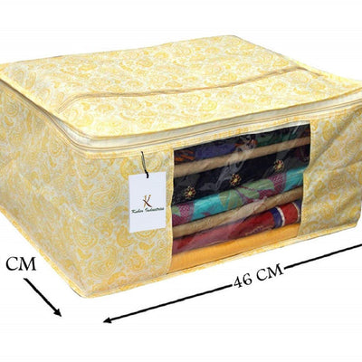 Kuber Industries Metallic Kerry 9 Piece Non Woven Saree Cover, Large, Gold-CTKTC14070