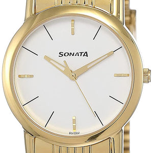 Sonata White Dial & Golden Metal Strap