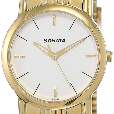 Sonata White Dial & Golden Metal Strap