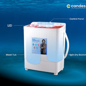 Candes 7.2 kg Semi Automatic Top Load Washing Machine Red & White (CTPL72GL1SWM)