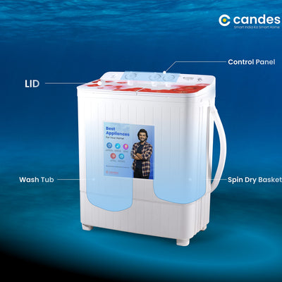 Candes 7.2 kg Semi Automatic Top Load Washing Machine Red & White (CTPL72GL1SWM)