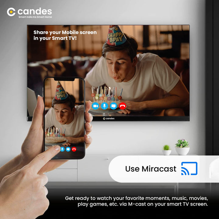 Candes 108 cm (43 Inches) Full HD Frameless Smart Android LED Tv (CTPL43EF1S) Black, 2021 Edition with Inbuilt Rich & Surround 24W Box Loud Speakers