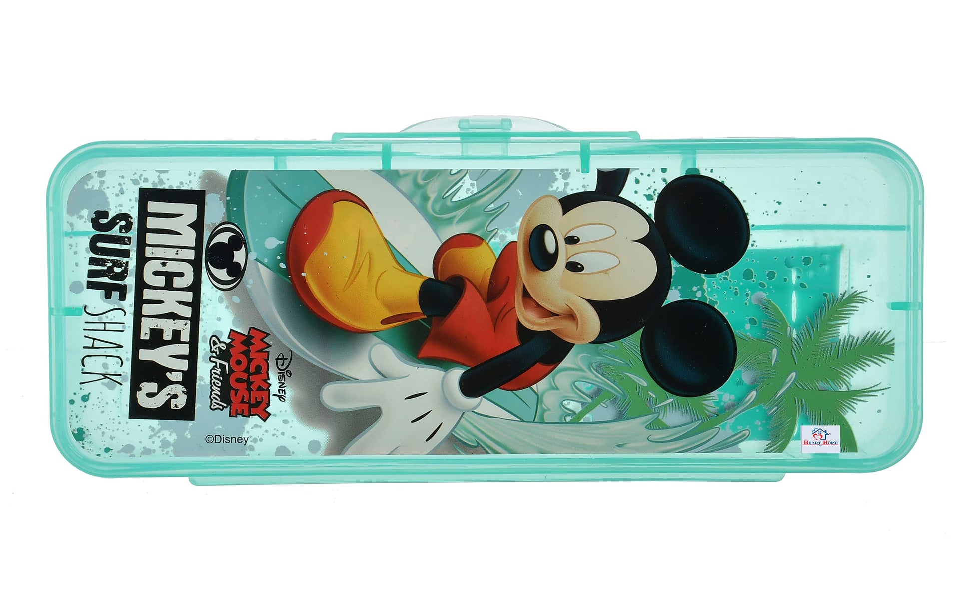 Heart Home Micky Mouse Printed Tranasparent Plastic Pencil Box for Kids (Green), Pack of 1 (HS39HEARTH022661)