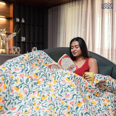 Cotton Bedsheet + AC Blanket Combo Pack - (Combo 27 - Kashmir+ Majestic Aqua bedsheet)