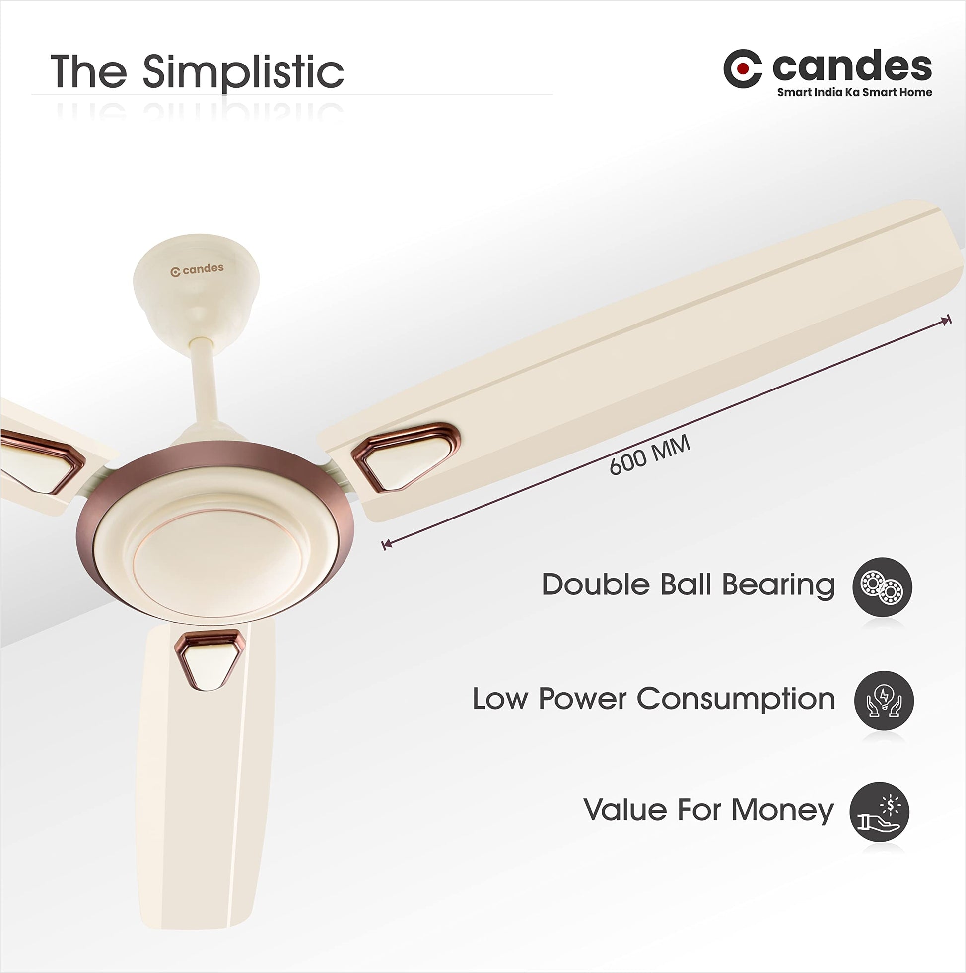 Candes Breeza 1200mm/48 inch High Speed Anti dust Decorative 5 Star Rated Ceiling Fan 400 RPM with 3 Years Warranty (Pack of 1,Coffee Brown) (Ivory, Pack of 2)