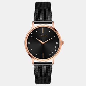 Fashion Men Quartz Black Dial Analog Stainless Steel Watch TWEL15603