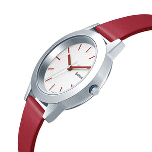 Splash White Dial & Ruby Red Leather Strap