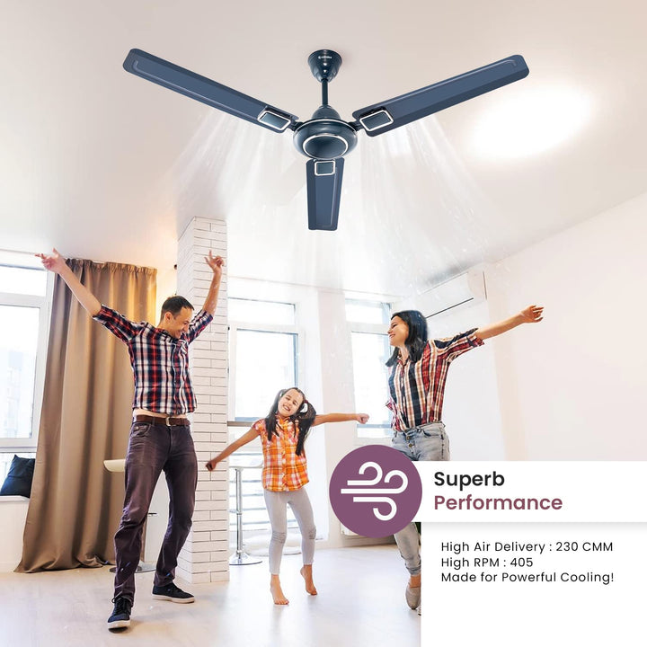 Candes Seltos 1200mm/48 inch High Speed Anti-dust Decorative 405 RPM, 3 Star Rated Ceiling Fan with 2 Yrs Warranty (Silver Grey)