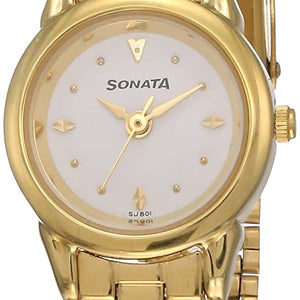 Sonata White Dial Golden Stainless Steel Strap