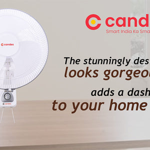 Candes Aura 3 Blade Automatic Oscillation Wall Fan With 2 Year Warranty (White Silver, 300mm)