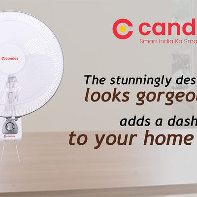 Candes Aura 3 Blade Automatic Oscillation Wall Fan With 2 Year Warranty (White Silver, 300mm)