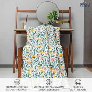 Cotton Bedsheet + AC Blanket Combo Pack - (Combo 27 - Kashmir+ Majestic Aqua bedsheet)