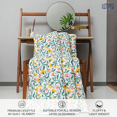 Cotton Bedsheet + AC Blanket Combo Pack - (Combo 27 - Kashmir+ Majestic Aqua bedsheet)