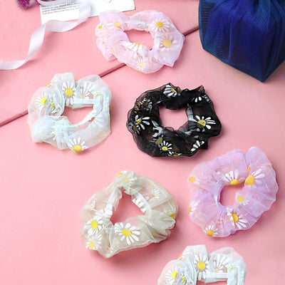 Yellow Chimes Scrunchies for Women Hair Accessories for Women 6 Pcs Net Fabric Scrunchies Set Rubber Bands Multicolor Scrunchie Ponytail Holders Hair Ties for Women and Girls Gifts for Women and Girls