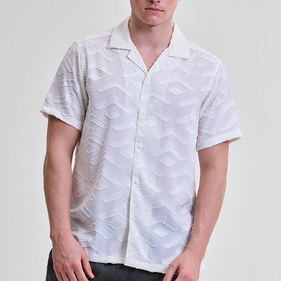 White Geometric Box Fit Shirt