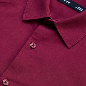 Maroon Solid Double Pocket Overshirt