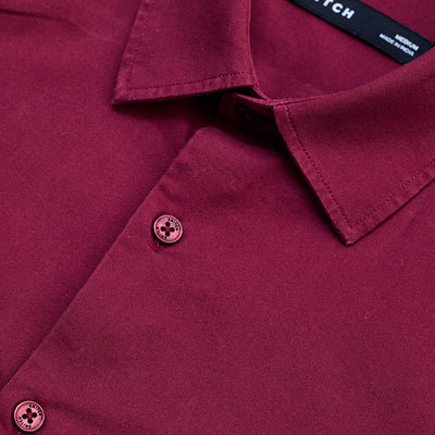 Maroon Solid Double Pocket Overshirt